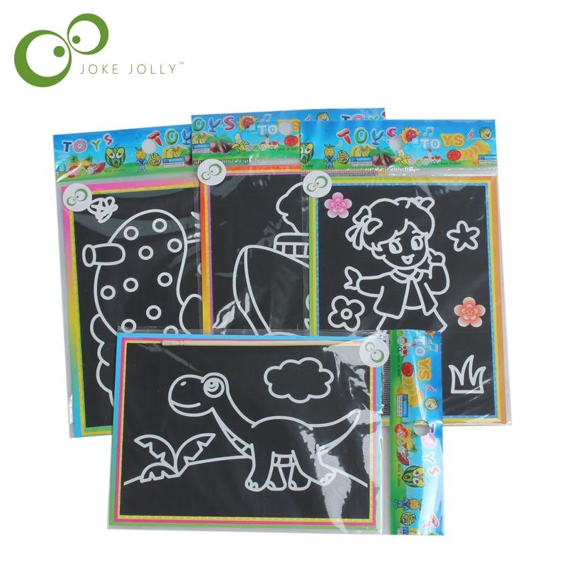 Papier d'art à gratter 13x9.8cm, 10 pièces, papier de peinture magique avec bâton de dessin, jouet p