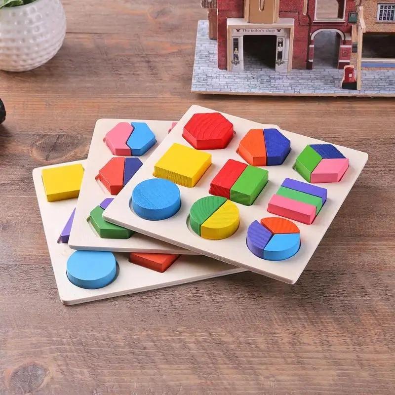 Formes géométriques en bois Montessori Puzzle tri des briques mathématiques apprentissage préscolair