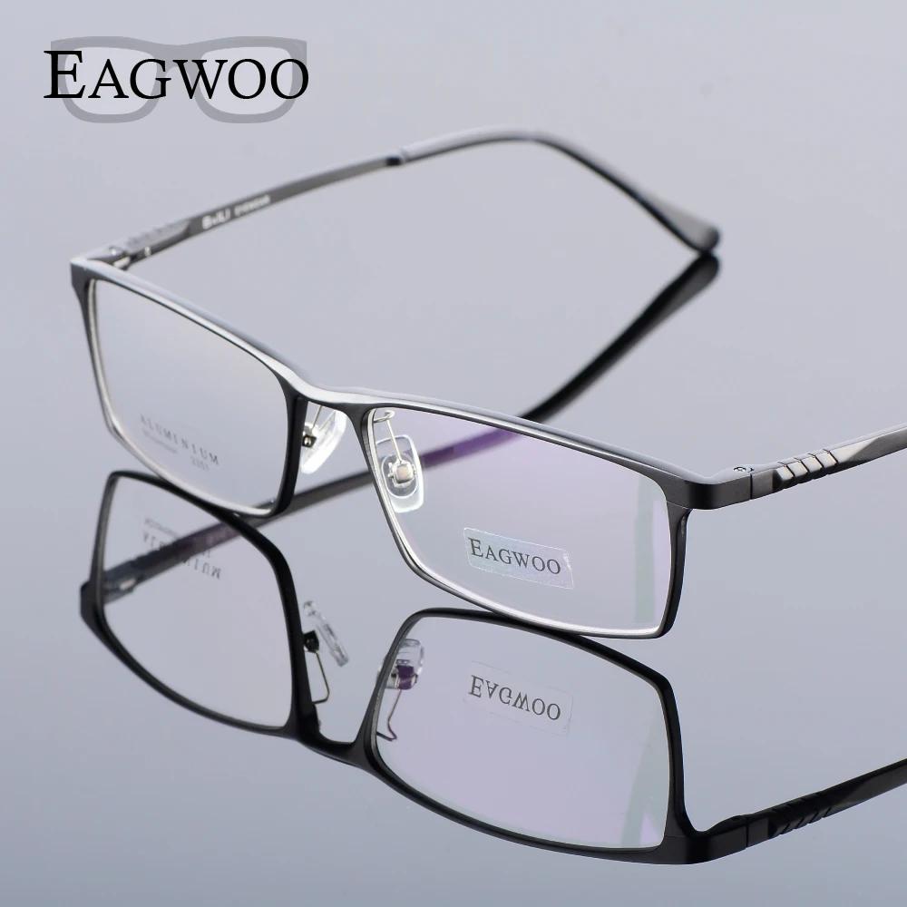 Eagwoo aluminium hommes large visage lunettes de Prescription jante complète cadre optique affaires 