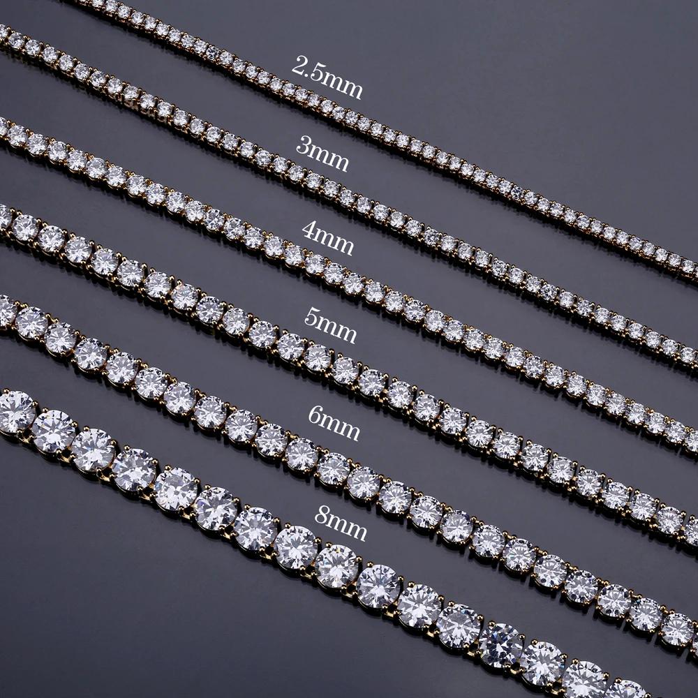 TOPGRILLZ 3mm-10mm glacé Bling AAA Zircon 1 rangée chaîne de Tennis collier hommes Hip Hop bijoux or