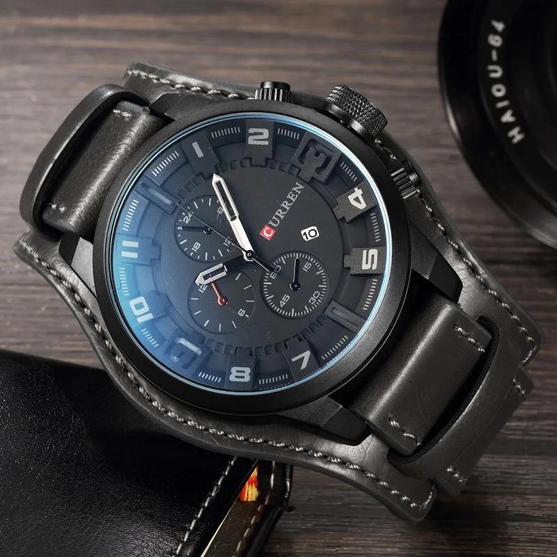 Nouvelles montres CURREN marque de luxe hommes montre bracelet en cuir mode Quartz-montre sport déco