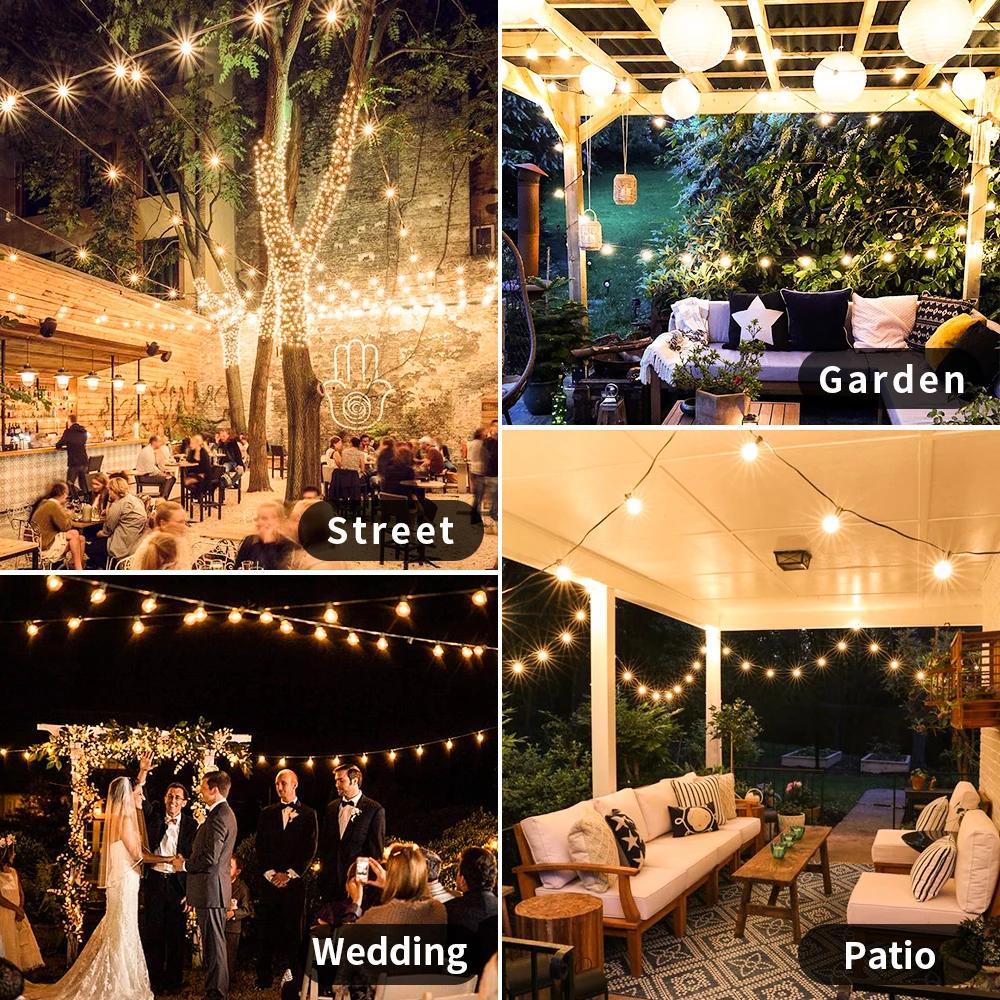 Guirlande lumineuse LED de 30M, guirlande lumineuse pour fête, guirlande lumineuse G40, blanc chaud,