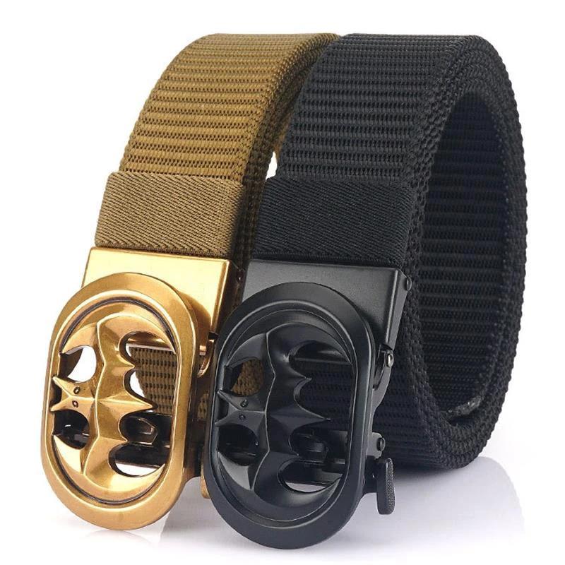 BOKADIAO Ceinture en nylon pour hommes de luxe chauve-souris en métal boucle automatique ceintures e