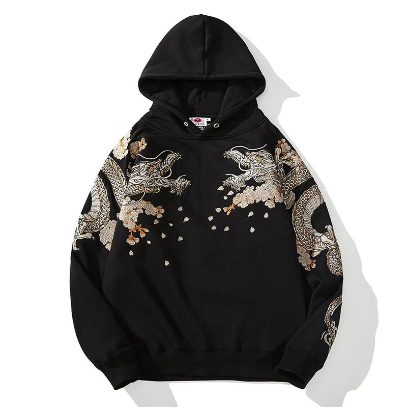 Makuluya sweats à capuche Yokosuka Dragon noir Phoenix Suzaku motif brodé pull Sakura