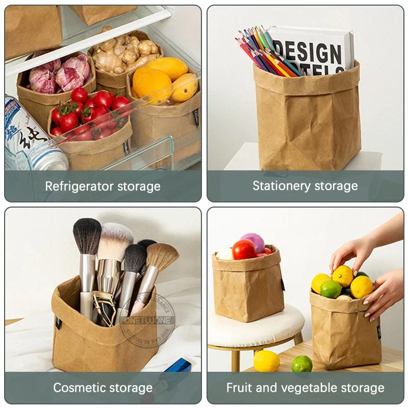 Sac en papier Kraft pour Fruits et légumes, conteneur de stockage de pain multifonction, outil de cu