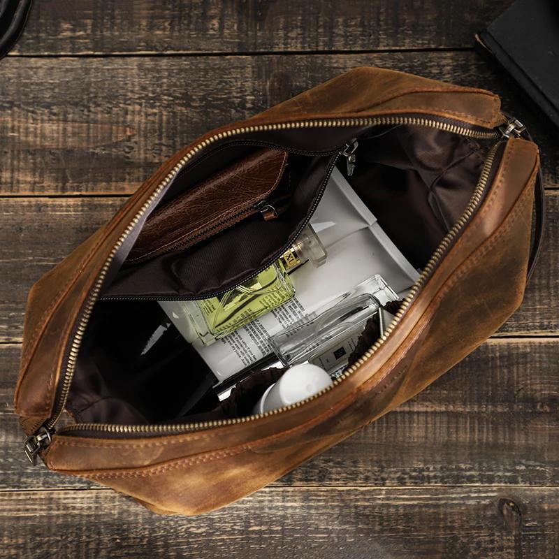 Contact's Crazy Horse – trousse à cosmétiques en cuir pour hommes, trousse de toilette, pochette de 