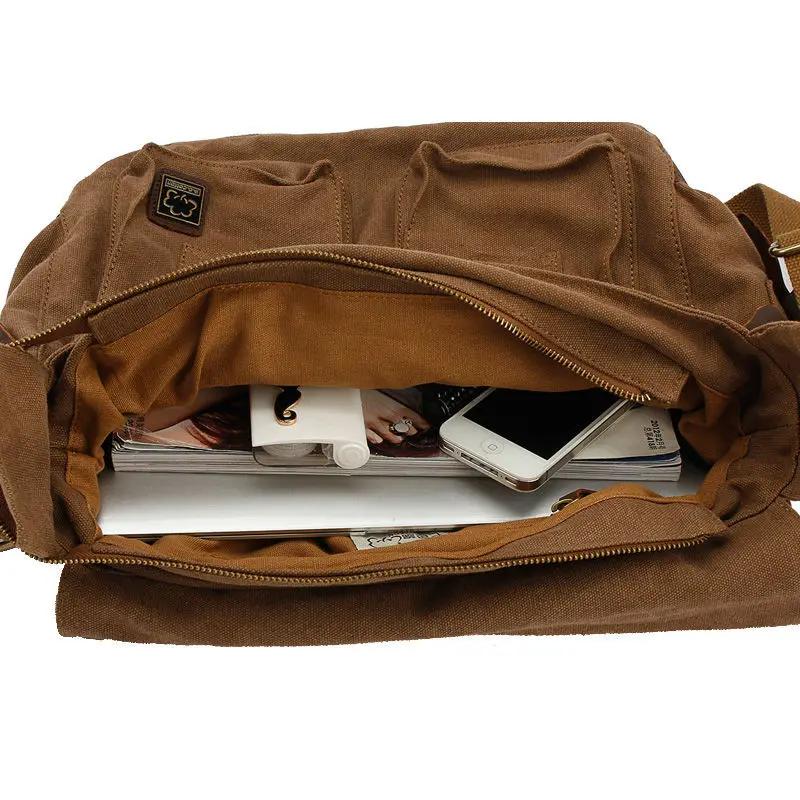 2025 mode Vintage en cuir toile femmes hommes sac de messager coton toile sac à bandoulière hommes s