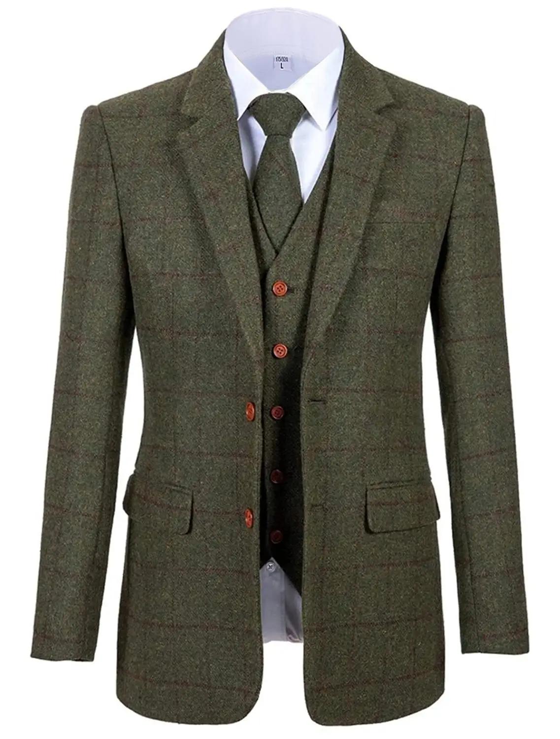 Costumes 3 pièces pour hommes, smoking formel à revers cranté pour garçons d'honneur, Tuxedos à carr