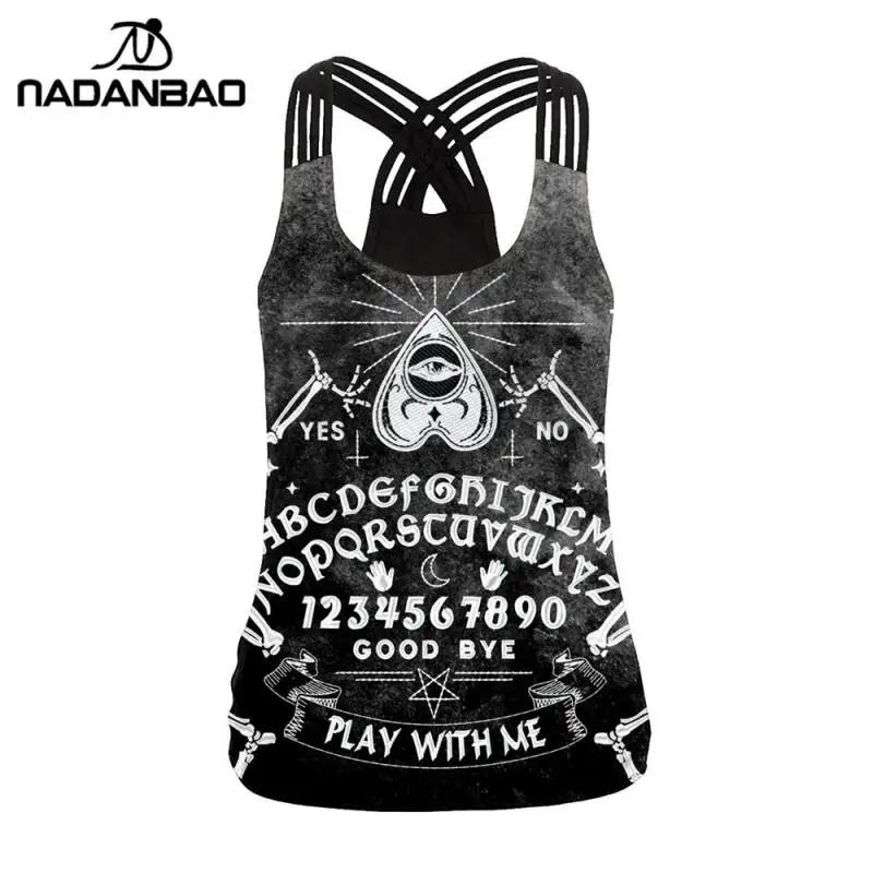 NADANBAO gothique psychique conseil imprimé débardeurs Halloween Sexy fronde chemise dos nu gilet fe