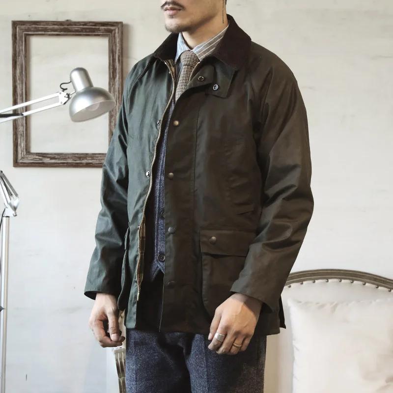 BBR-0002 Taille Asiatique Super Qualité Anti Pli Rétro Toile Cirée Coton mn Water Verde Veste