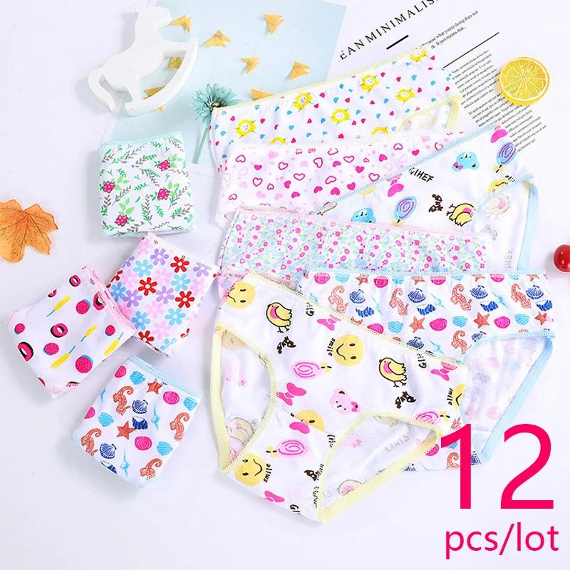 12 pièces/lot culottes en coton filles enfants slips courts sous-vêtements pour enfants enfant dessi