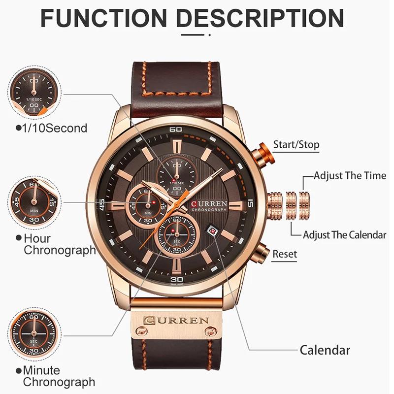 Istro REN-Montre de sport militaire en cuir pour homme, montre-bracelet à quartz, horloge chronograp