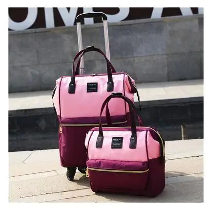 Sac à roulettes de voyage pour femmes, sac à dos à bagages à main avec sac à main, valise à roulette