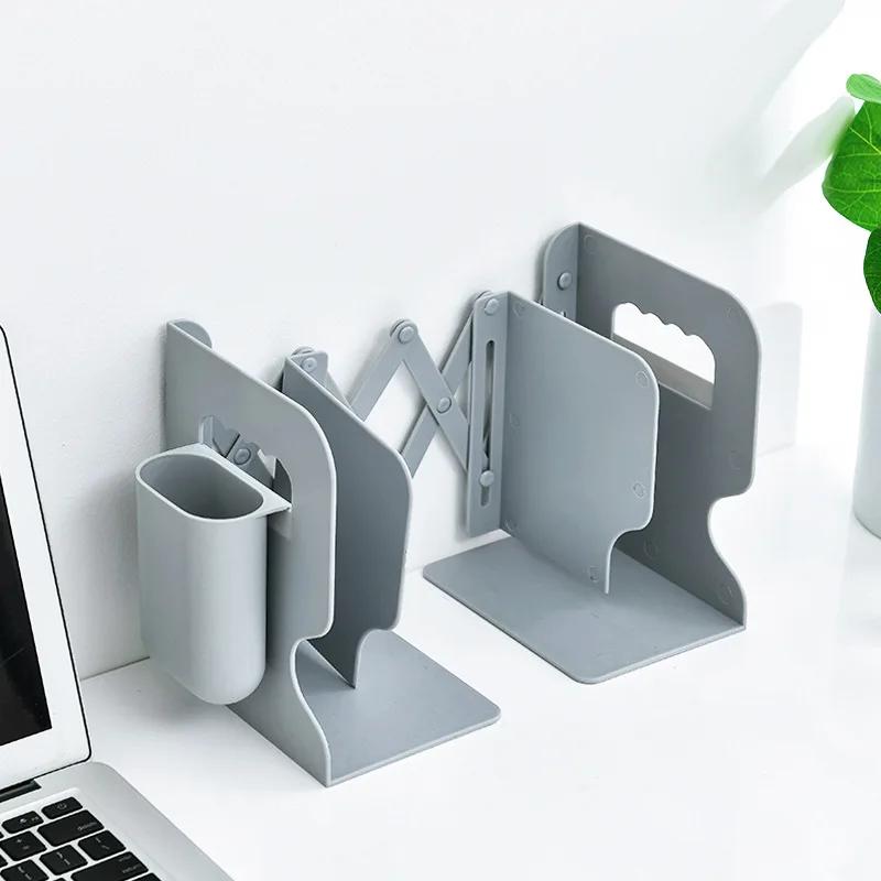 Support de livre rétractable avec porte-stylo, étagère créative pour étudiants, rangement de bureau 