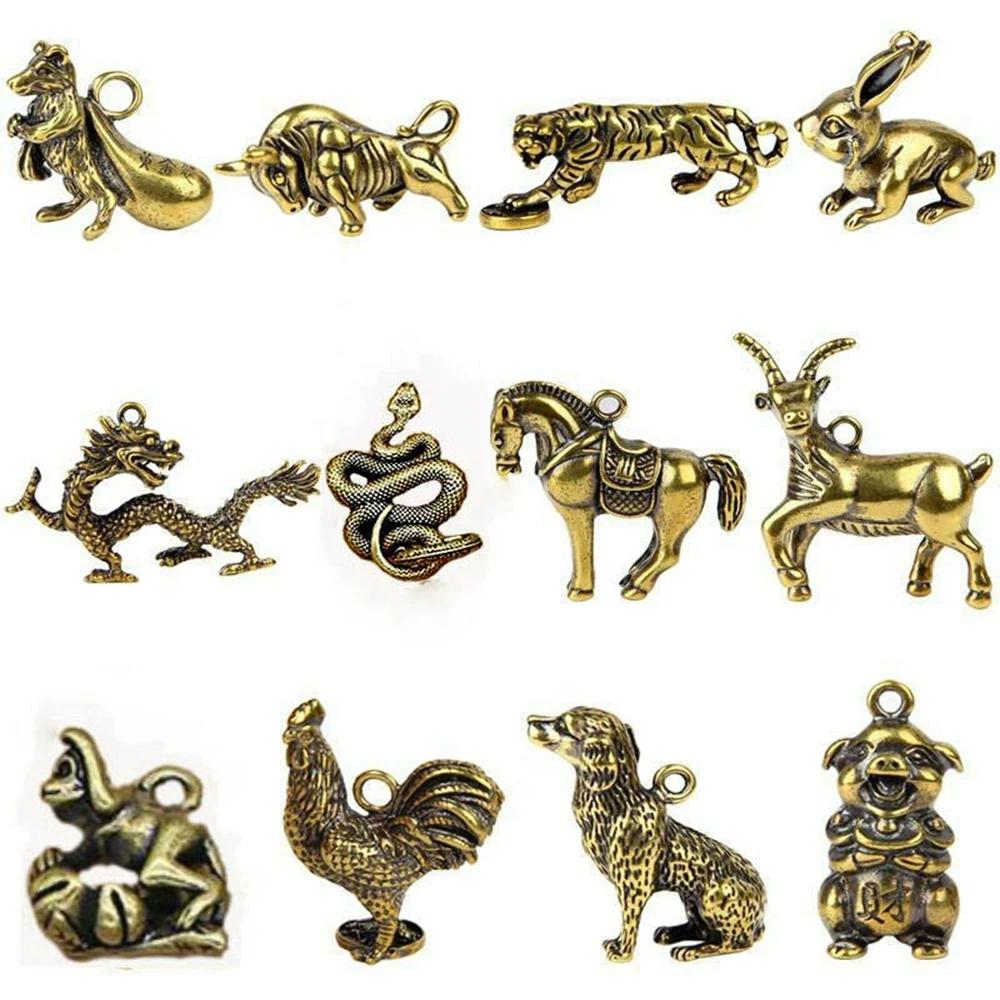 Statue d'animal en laiton jetable, ornement du zodiaque chinois, rat, bœuf, tigre, lapin, dragon, sa