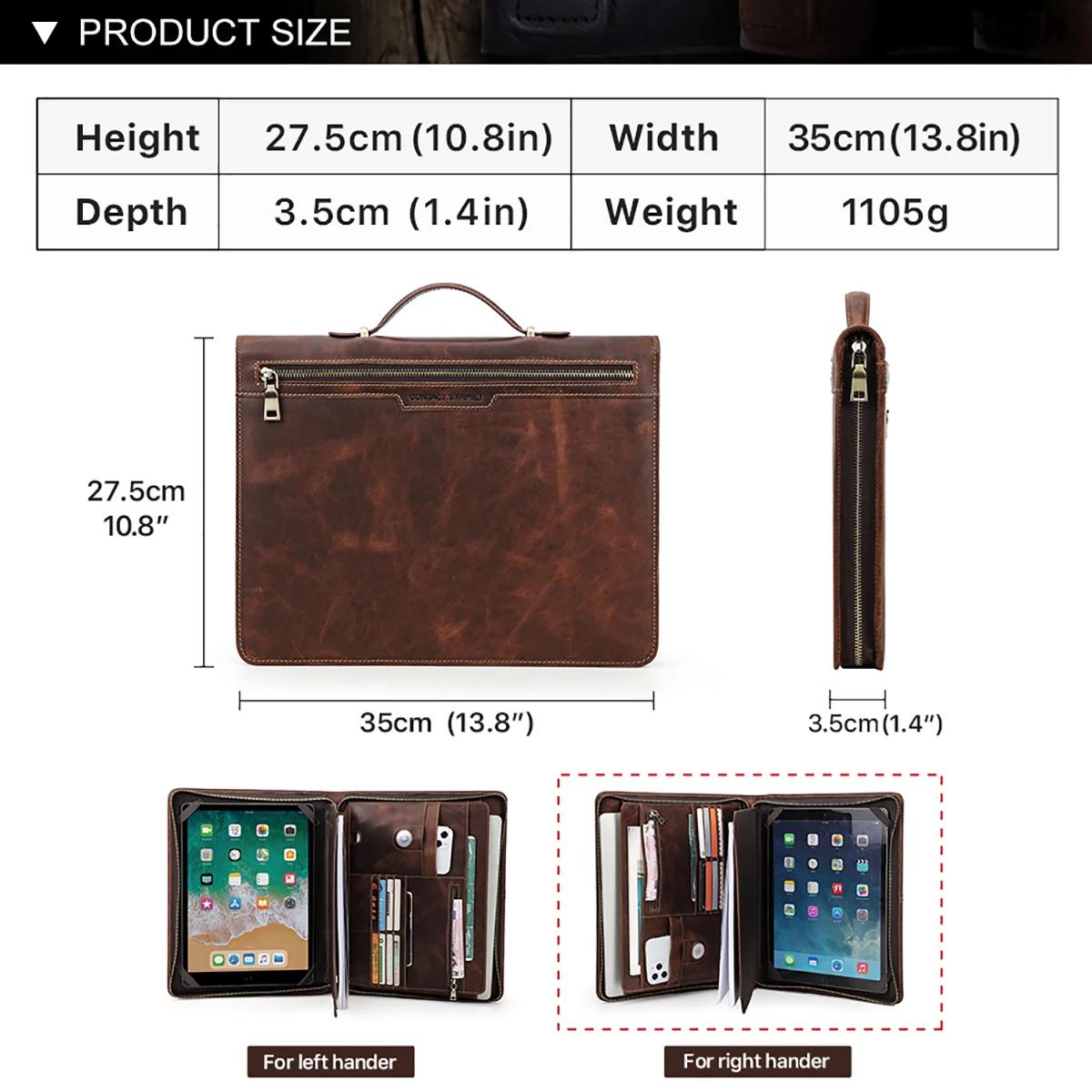 Étui Bombe en Cuir de Vache pour Macbook Pro Air 13, iPad Pro 13 12.9, Portefeuille, Dossier de Fich