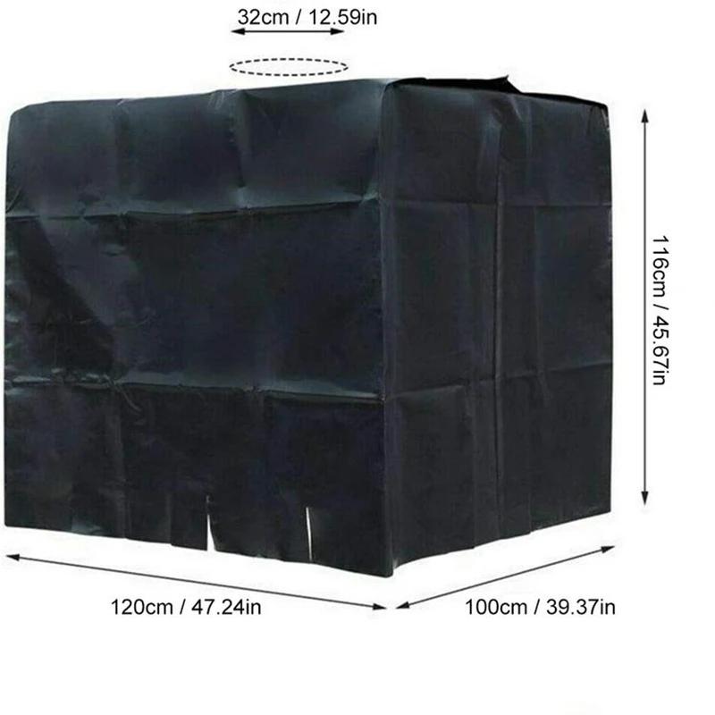 Housse de protection noire anti-poussière pour fourre-tout IBC, 275 gallons, pour réservoir d'eau IB