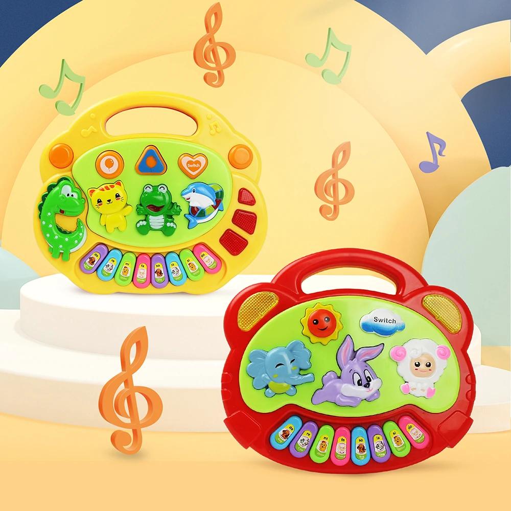 Jeu de clavier de Piano de dessin animé pour enfants, avec sons d'animaux, lumière clignotante, Inst