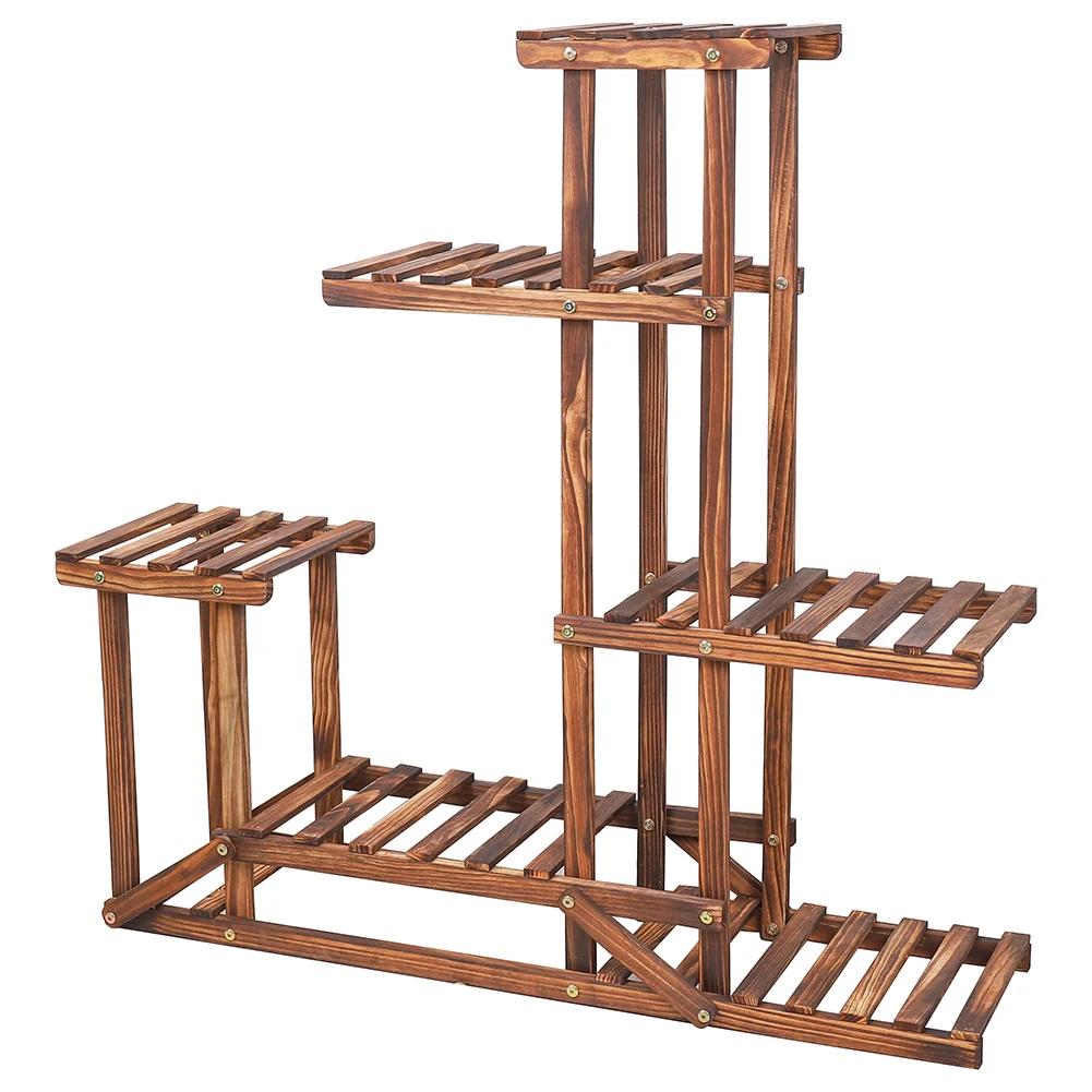 Présentoir de plantes en bois à 6 niveaux, étagère à fleurs, pots de jardinière, étagères T1, présen