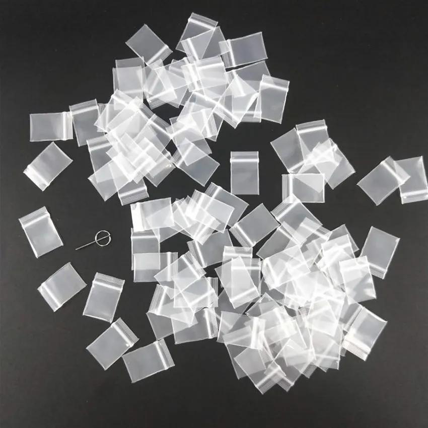 TETP 100 pièces 20 fils Mini sacs en plastique transparents à fermeture éclair petits bijoux accesso