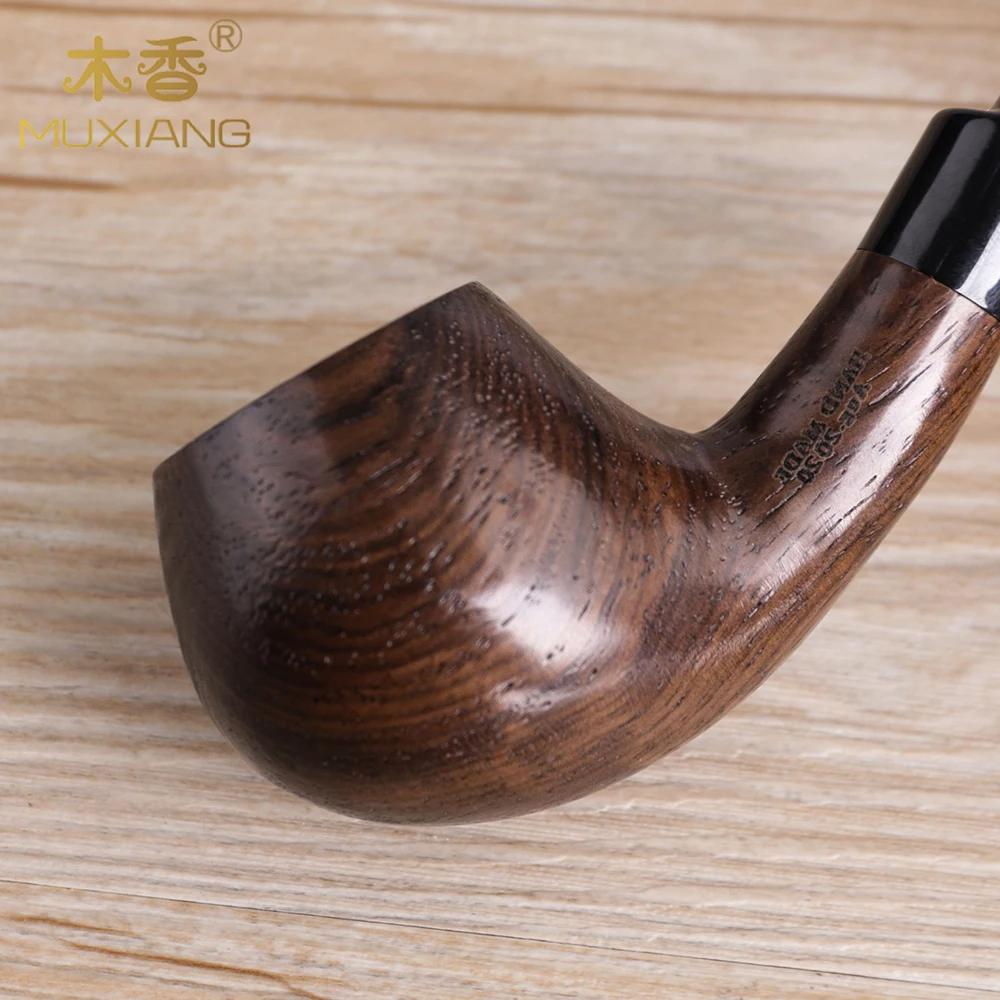 Pipe en bois d'ébène de style classique avec embout buccal en acrylique courbé, adaptée aux filtres 