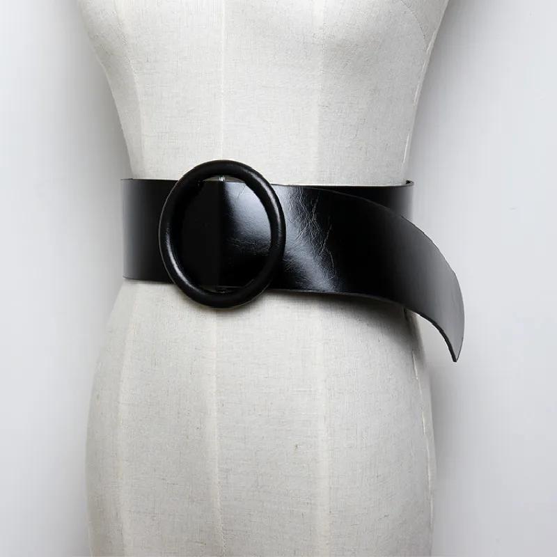 Ceinture en cuir blanc pour femme, large, ronde, carrée, cool, qualité supérieure, jeans féminins, e