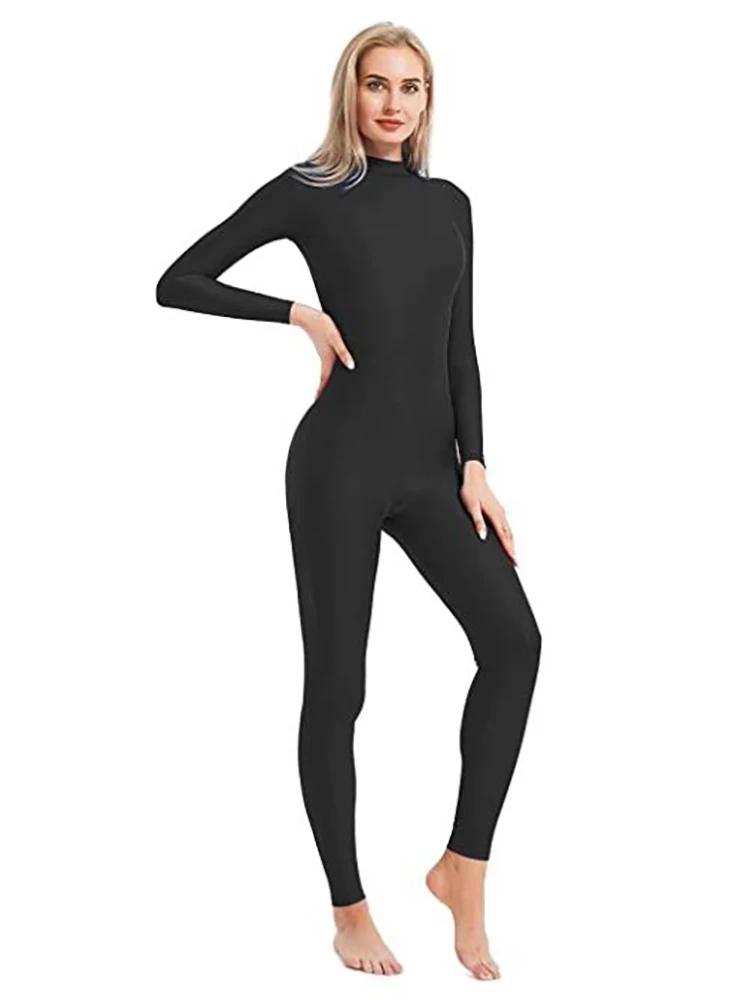 Speerise-Unitard de Yoga à Manches sulfpour Femme, Combinaison de Batterie, Catsuit Unisexe, Col Hau