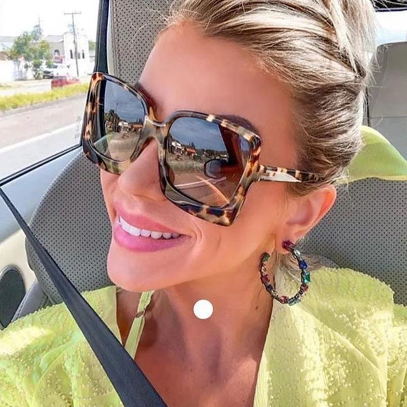 Lunettes de soleil surdimensionnées à grande monture pour femmes, marque de styliste en plastique dé
