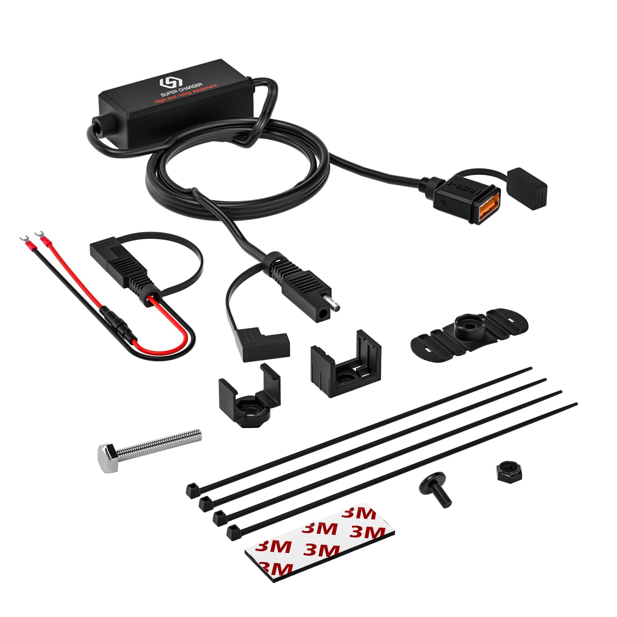 Chargeur rapide USB pour moto étanche, 18W, chargeur SAE vers USB, 12-24V, QC3.0, charge rapide 3.0,
