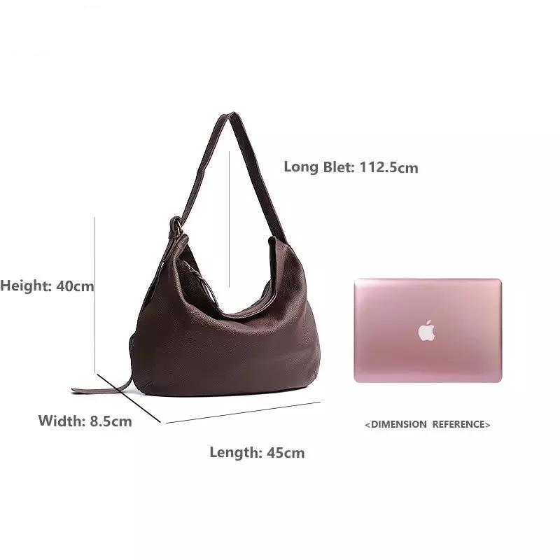 Sac à bandoulière en cuir véritable souple pour femmes, première couche de peau de vache, style rétr
