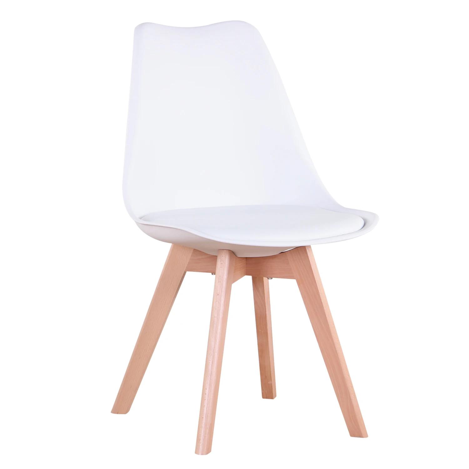 Un ensemble de 6 chaises de salle à manger médiévales nordiques, siège rembourré en PU, pieds en boi
