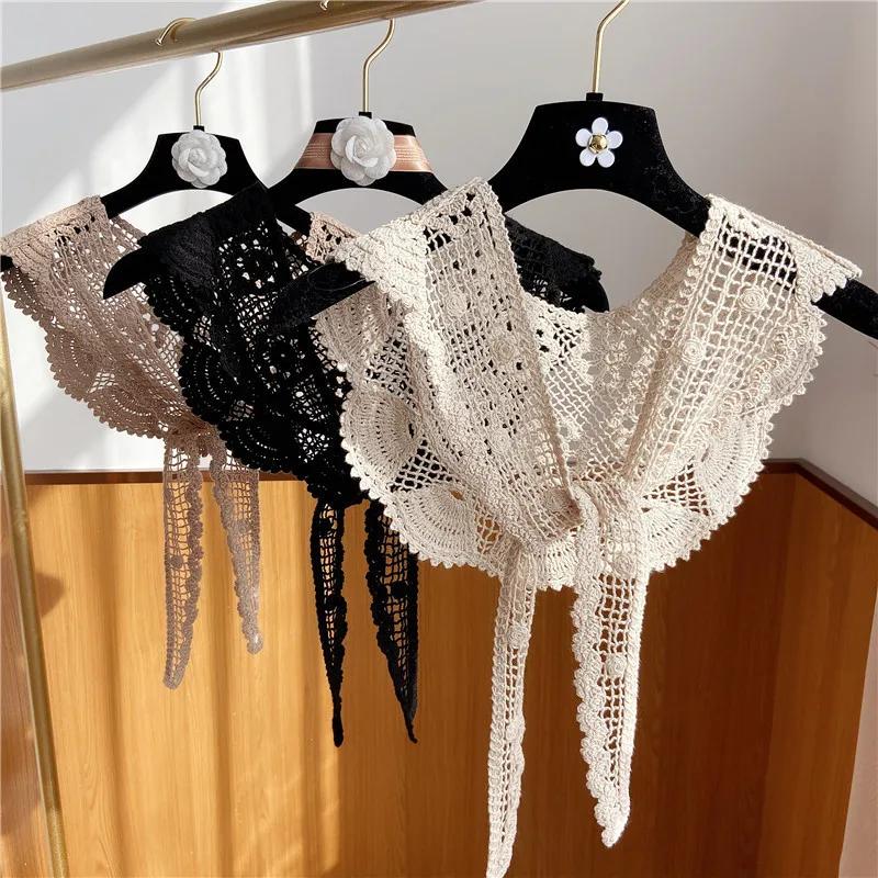 Faux col en dentelle tricoté au Crochet pour femmes, petit châle décoratif, faux col, accessoires de