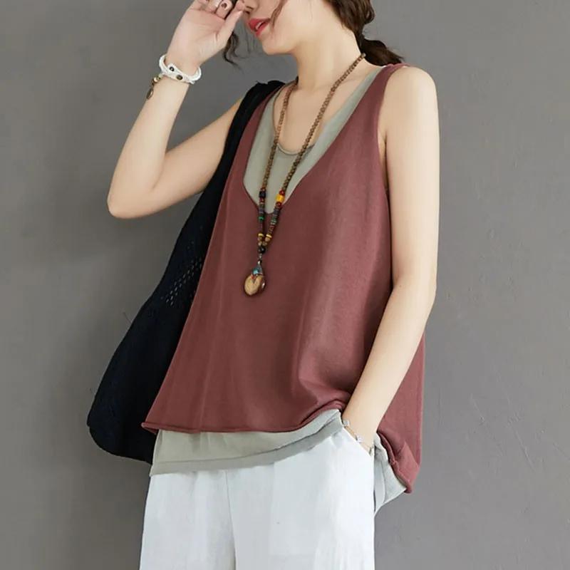 Faux gilets décontractés en coton pour femmes, col en V, style simple, précieux, confortable, été, n