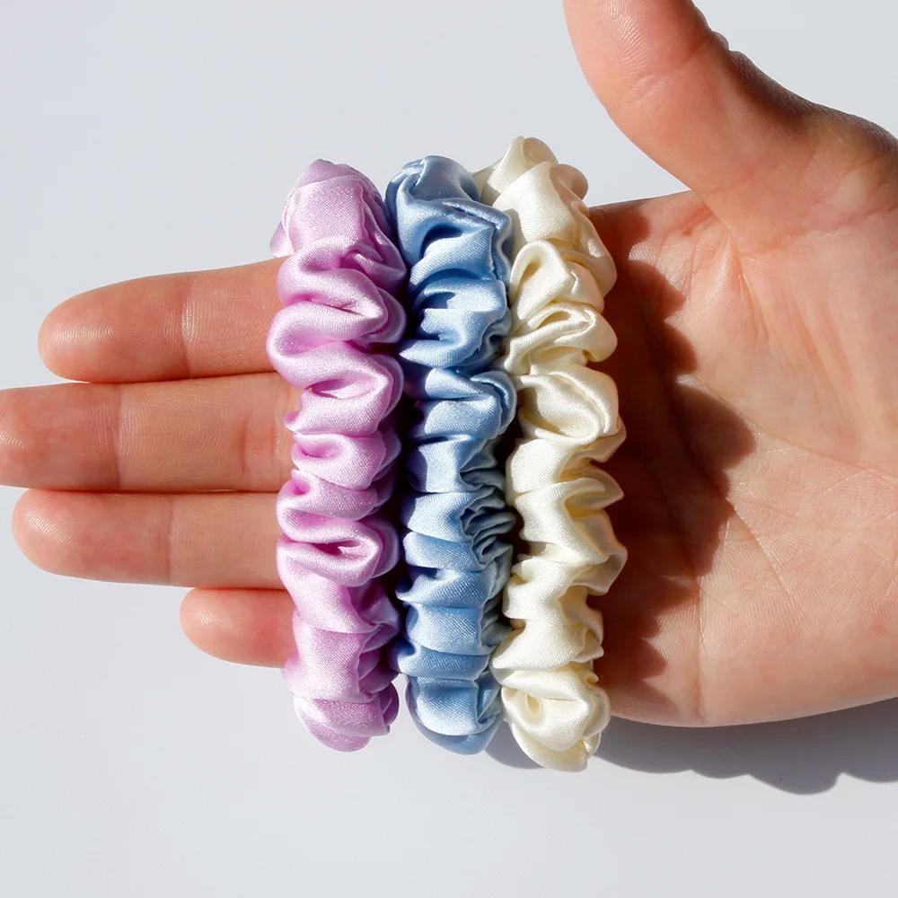 Chouchous en soie de mûrier 100% Pure, attaches pour cheveux, bandes en caoutchouc pour femmes et fi