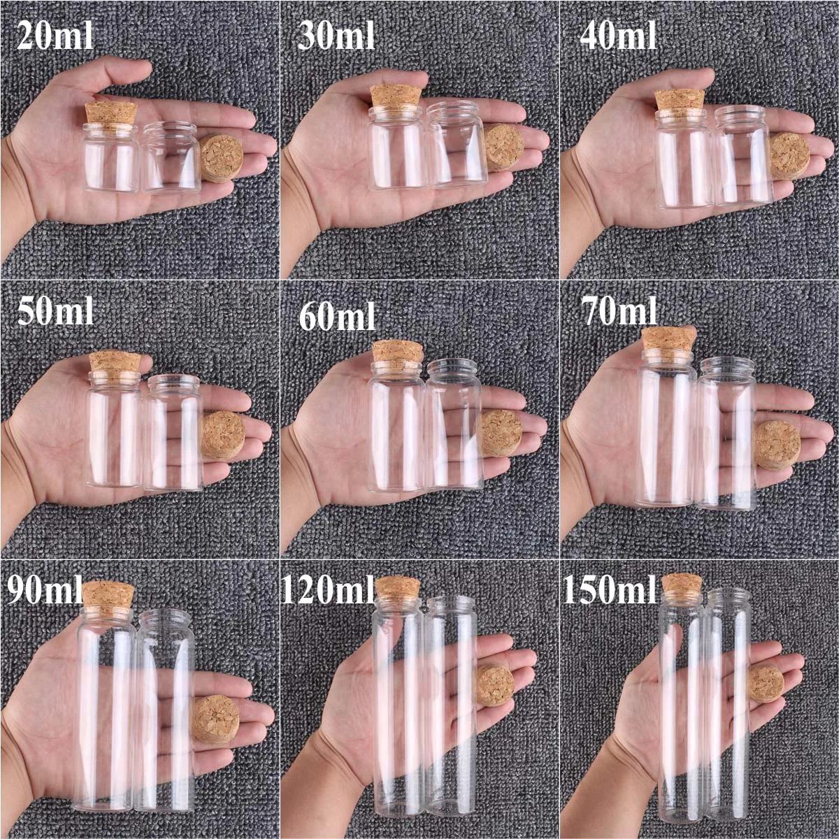 12/24 pièces 20ml 30ml 40ml 50ml 60ml 70ml 90ml 120ml 150ml bouteilles en verre avec liège épices bo