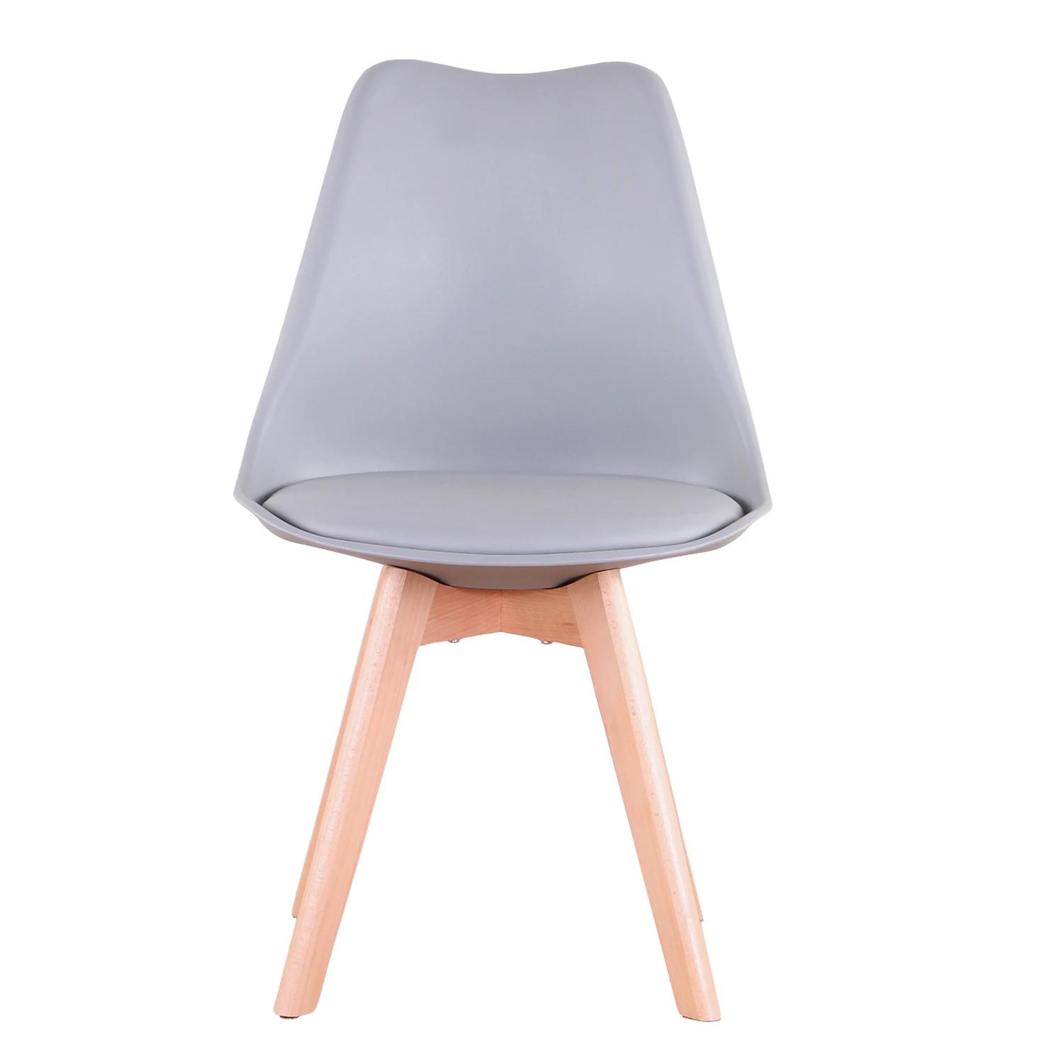 Un ensemble de 6 chaises de salle à manger médiévales nordiques, siège rembourré en PU, pieds en boi