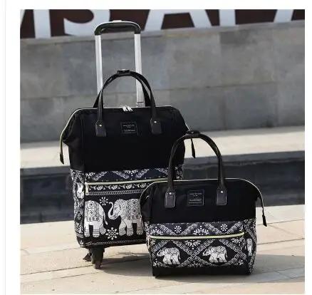 Sac à roulettes de voyage pour femmes, sac à dos à bagages à main avec sac à main, valise à roulette