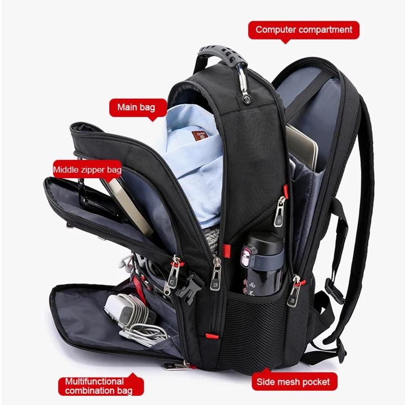 Sac à dos suisse étanche pour hommes, sacs à dos pour ordinateur portable 15.6/17 pouces, sacs de vo
