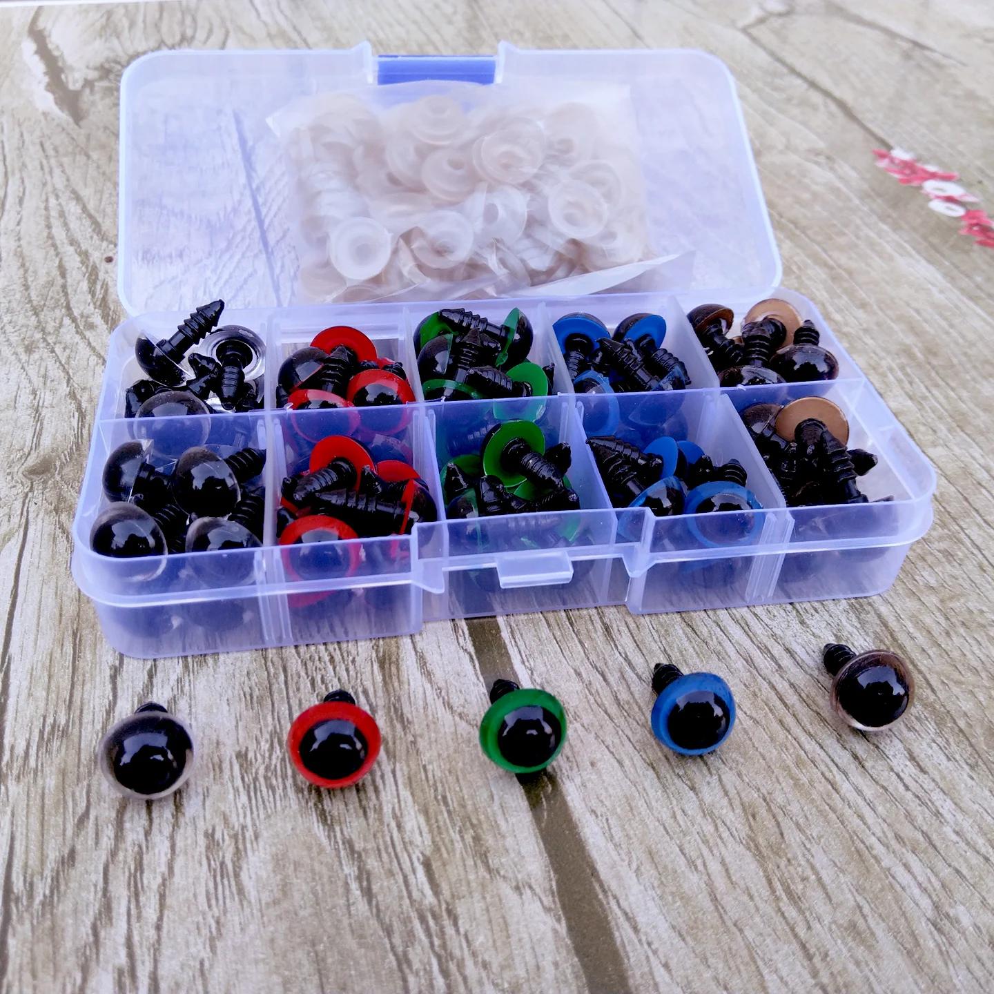 100 pièces 8/10/12/14mm yeux de sécurité en plastique pour jouets bricolage mélange taille Crochet o