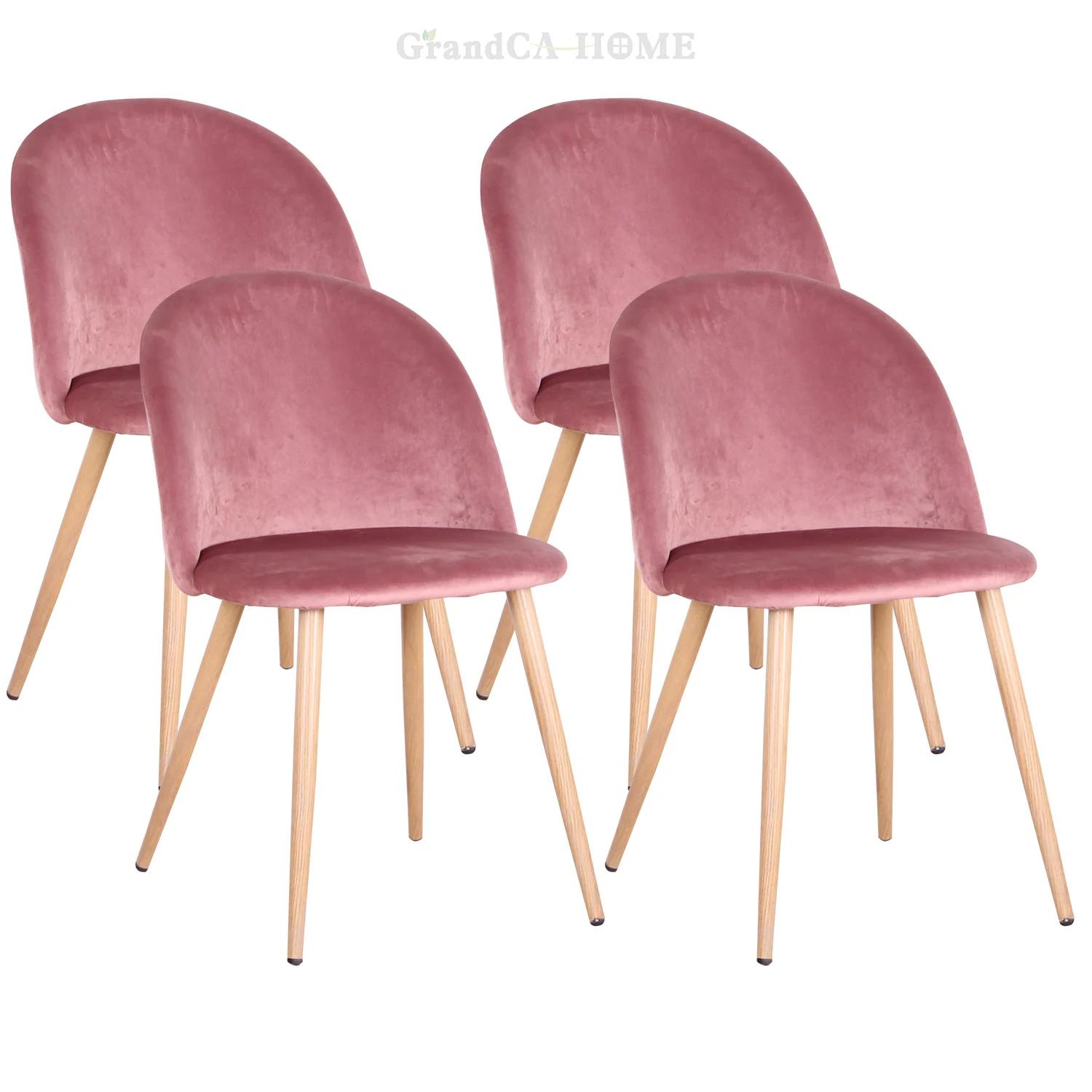 GrandCA HOME Ensemble de 4 chaises de salle à manger en velours, chaises nordiques rembourrées avec 