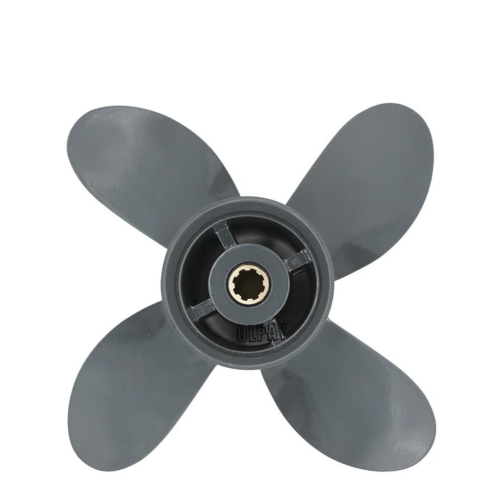 Hélice 4 pales 9 1/4X10 pour hors-bord Honda et Yamaha BF8D BF9.9D BF9.9 BF15A BF15D BF20 8 cannelur