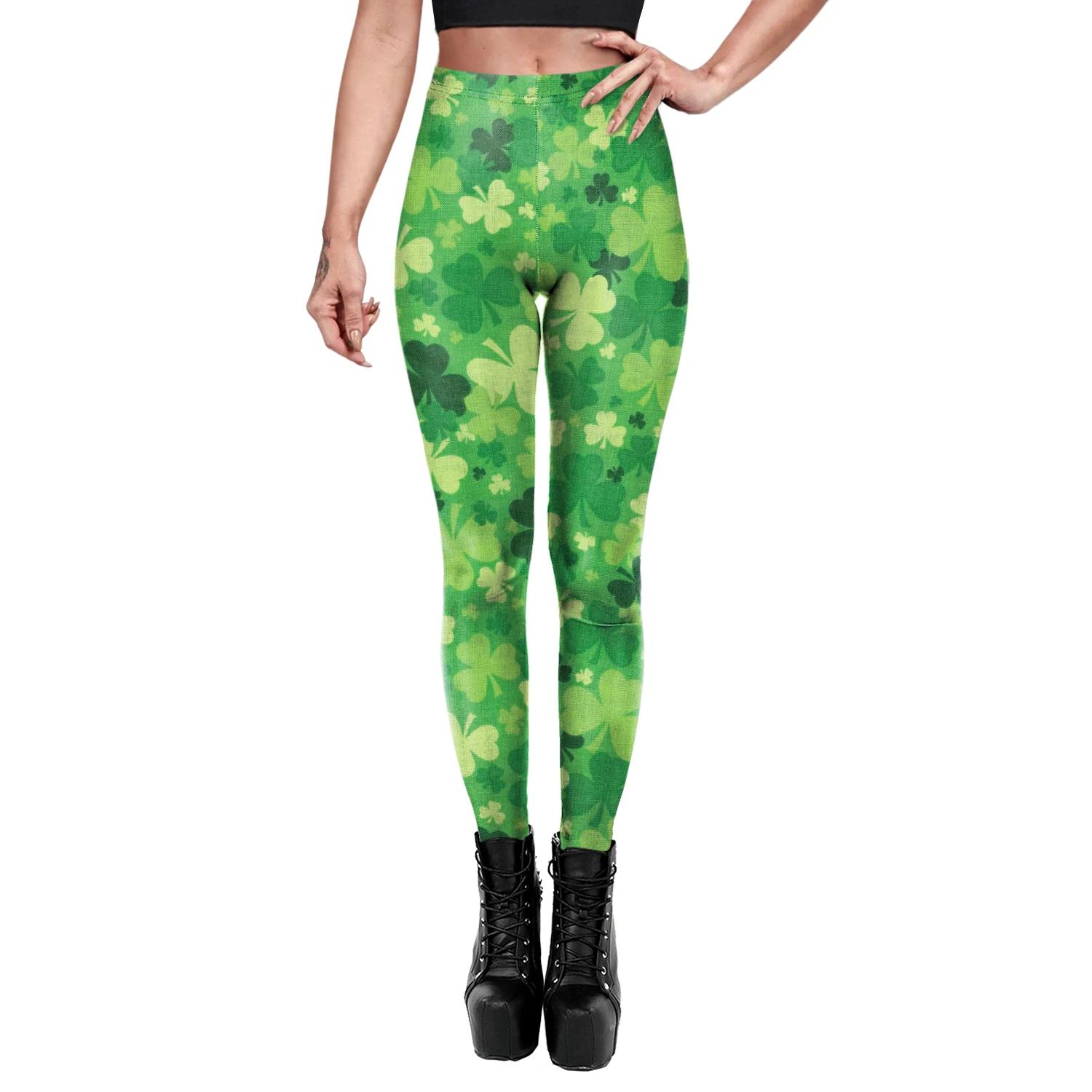 VIP FASHION Pantalon de style festival de la Saint-Patrick pour femme, imprimé, élastique, legging s
