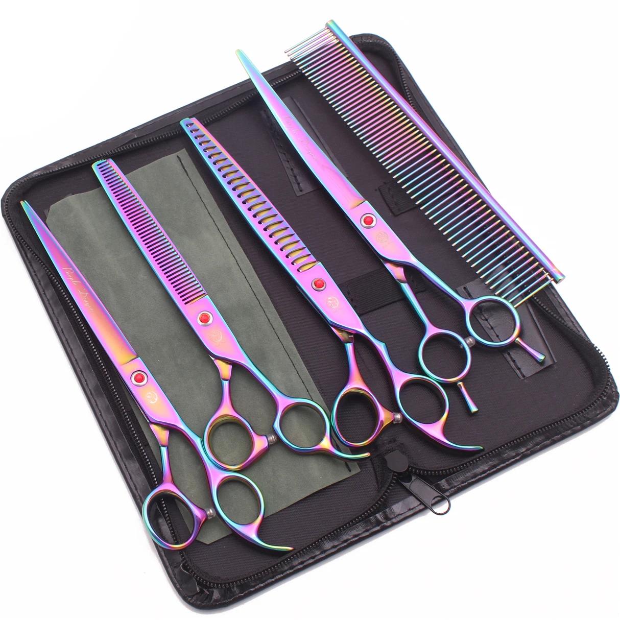 ciseaux coiffure professionnelle 8 pouces, Dragon violet japon 440C, ciseaux de toilettage pour anim
