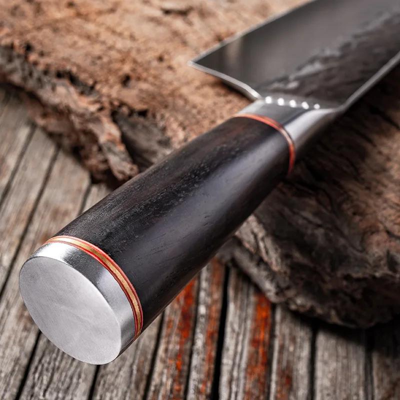 Couteau de Chef japonais forgé à la main, couteau de cuisine Kiritsuke, couteau en acier inoxydable 