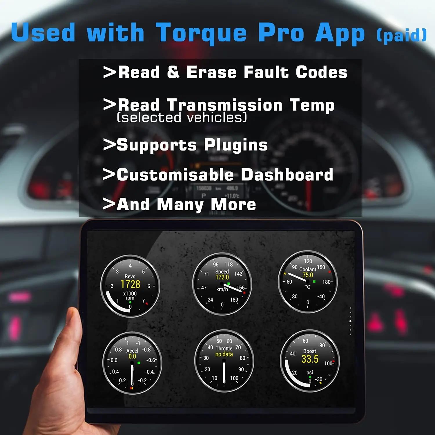 Veepeak Mini Scanner Bluetooth OBD2 pour Android, Outil de Diagnostic Automobile OBD II, Lecteur de 