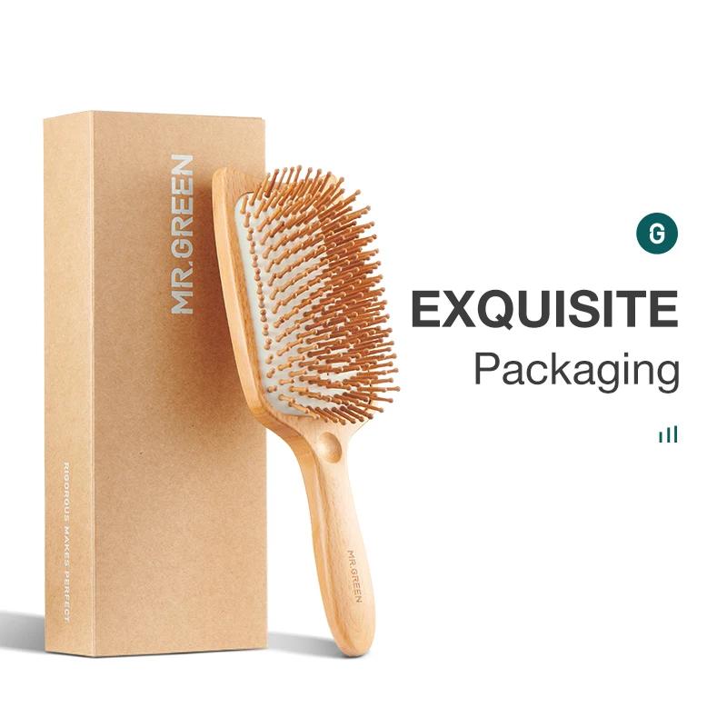 MR.GREEN brosse à cheveux large planche de Massage tête de chat en hêtre naturel Design peigne Gasba