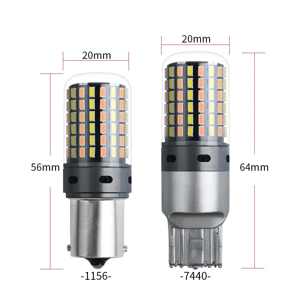 2 pièces 1156 BA15S P21W BAU15S PY21W Canbus sans erreur LED lumières 7440 W21W T20 voiture DRL clig