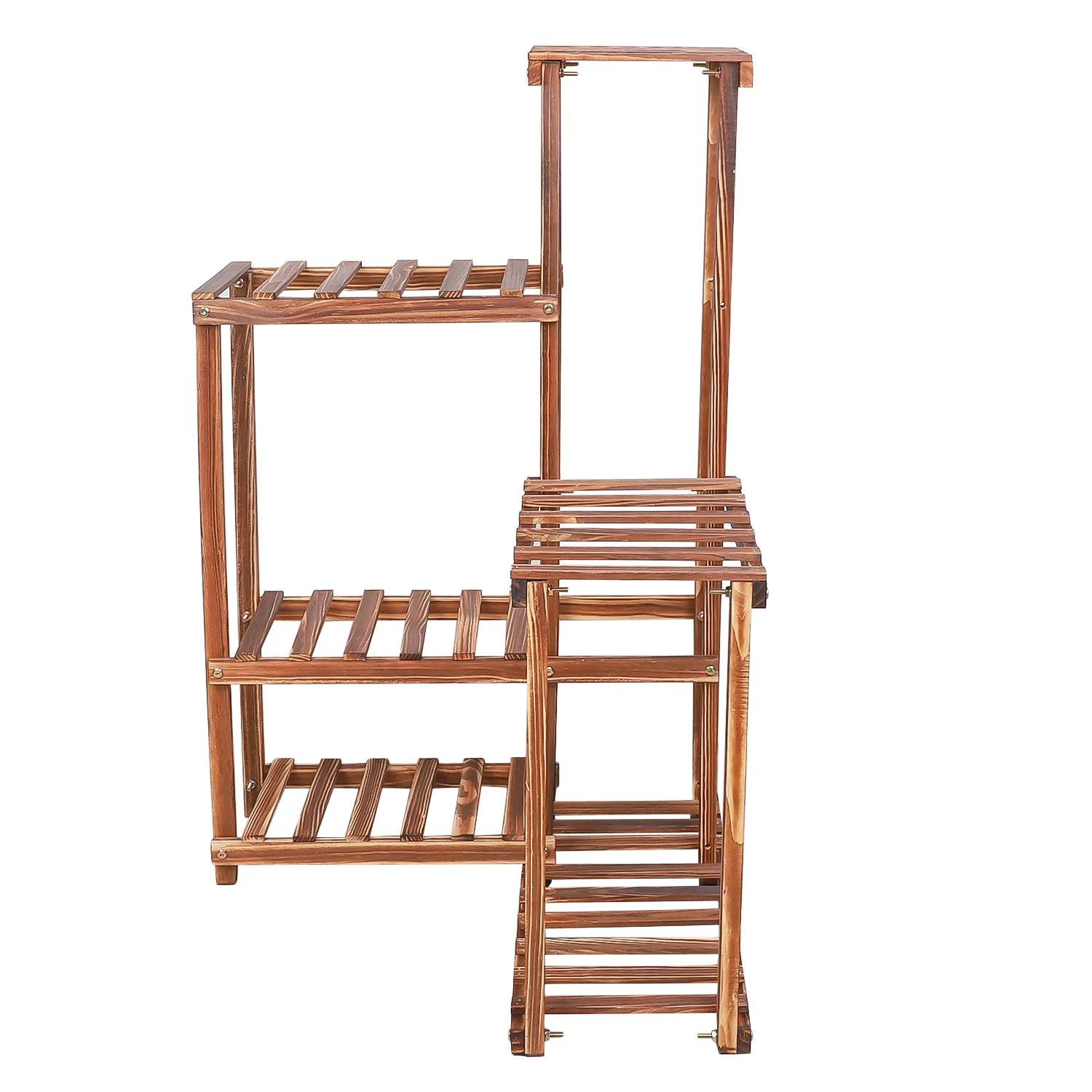 Support d'angle pour plantes, étagère en bois à 6 niveaux, jardin intérieur et extérieur, affichage 