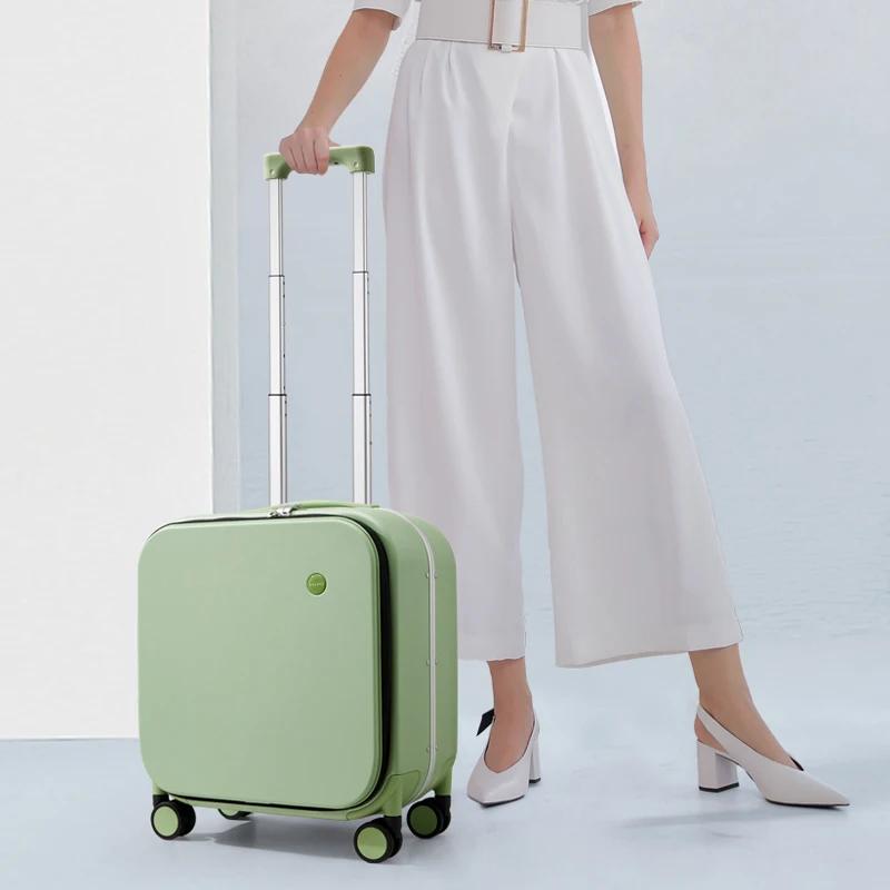 Mixi nouveau Design brevet valise à main femmes 18 pouces bagage roulant hommes Polycarbonate cadre 