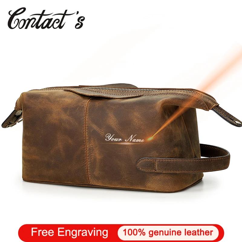 Contact's Crazy Horse – trousse à cosmétiques en cuir pour hommes, trousse de toilette, pochette de 